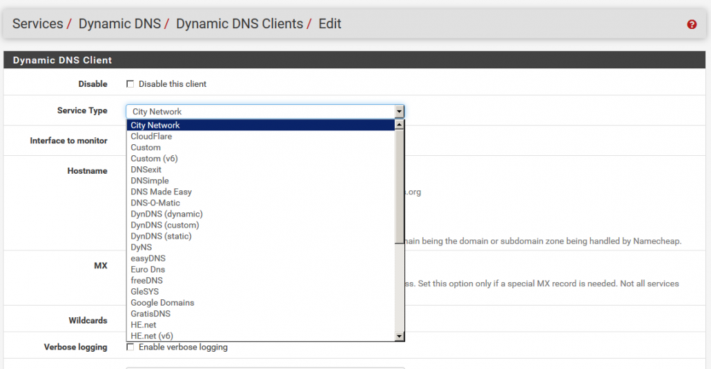 Pfsense Firewall installieren und konfigurieren 12 DynDNS Einstellung in der Konfig der pfsense