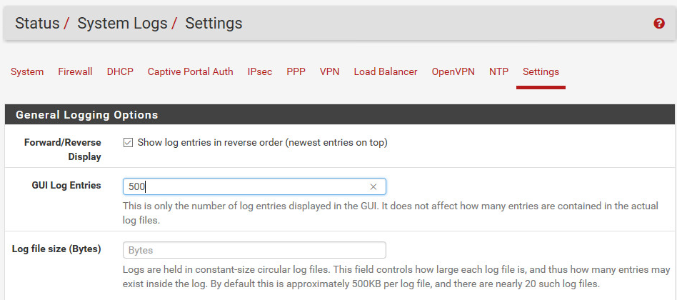 Pfsense Firewall installieren und konfigurieren 10 Einstellen der Protokollierung auf der pfsense Firewall
