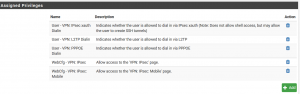 OpenVPN auf einer pfsense Firewall einrichten 17 Berechtigungen der Benuzter-Gruppe für den VPN-Zugriff