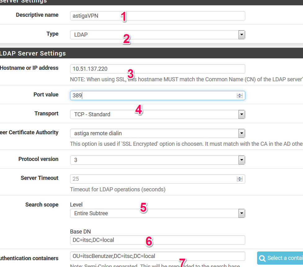 OpenVPN auf einer pfsense Firewall einrichten 12 LDAP-Server zur Authentifizierung einrichten