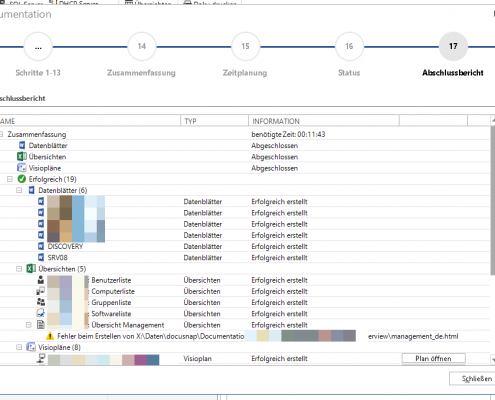 IT-Dokumentation mit docusnap 9 Die einzelenen Server und PCs nach der ersten Erfassung