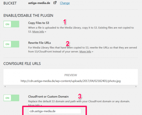 wordpress s3 plugin einstellungen