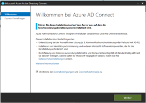 Starten der Azure AD Installation