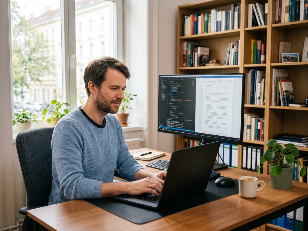 homeoffice-mitarbeiter-altbau-fenster-biteno Homeoffice Lösung Mitarbeiter Laptop Biteno Stuttgart