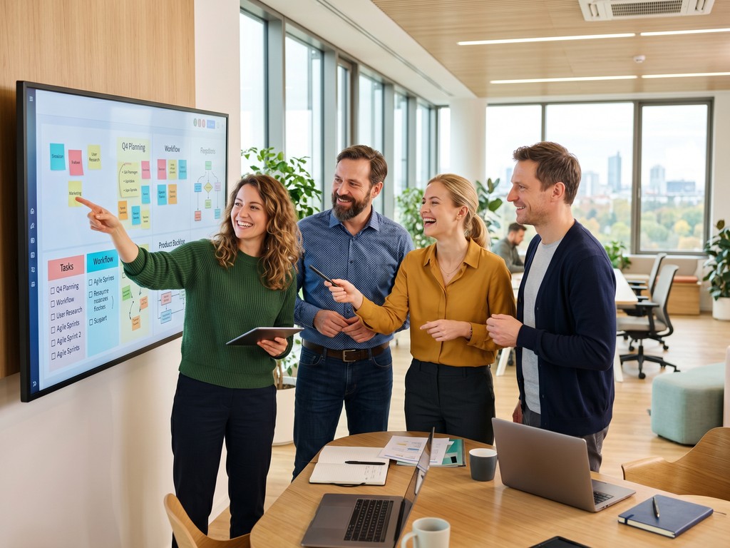 Modern Work Team Zusammenarbeit Digital Whiteboard Büro Biteno Stuttgart