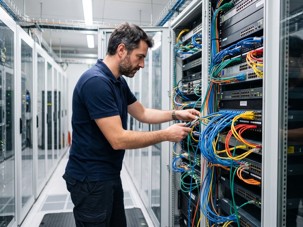 Rechenzentrum Stuttgart Techniker Server Rack Biteno