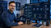 IT-Sicherheitsexperte am Laptop – MCP Security und Zugriffskontrolle für Unternehmen